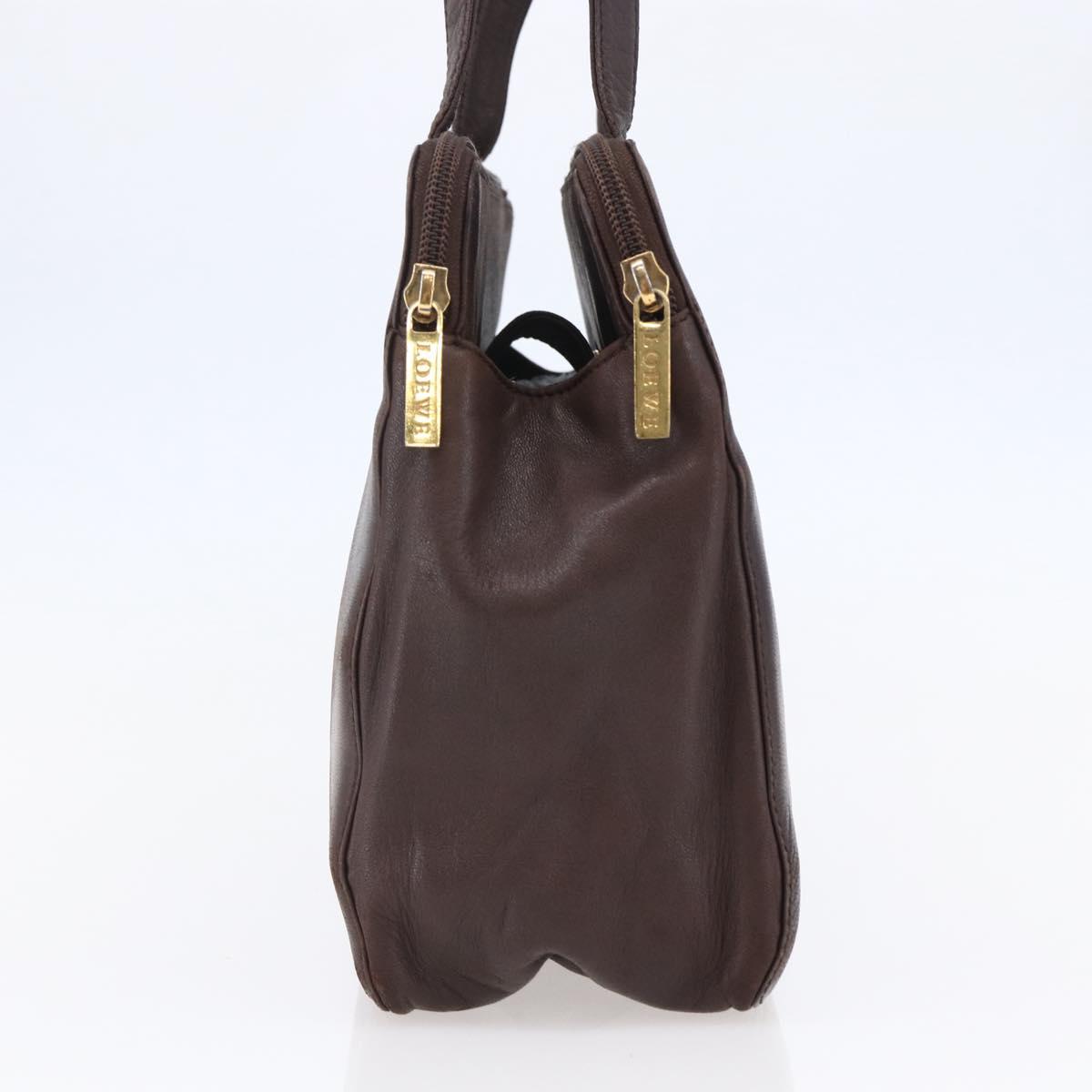 LOEWE Anagram Hand Bag Leather Brown Auth BA6903