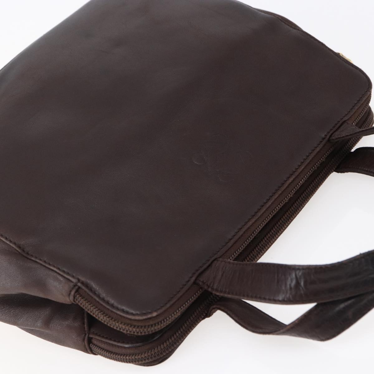 LOEWE Anagram Hand Bag Leather Brown Auth BA6903