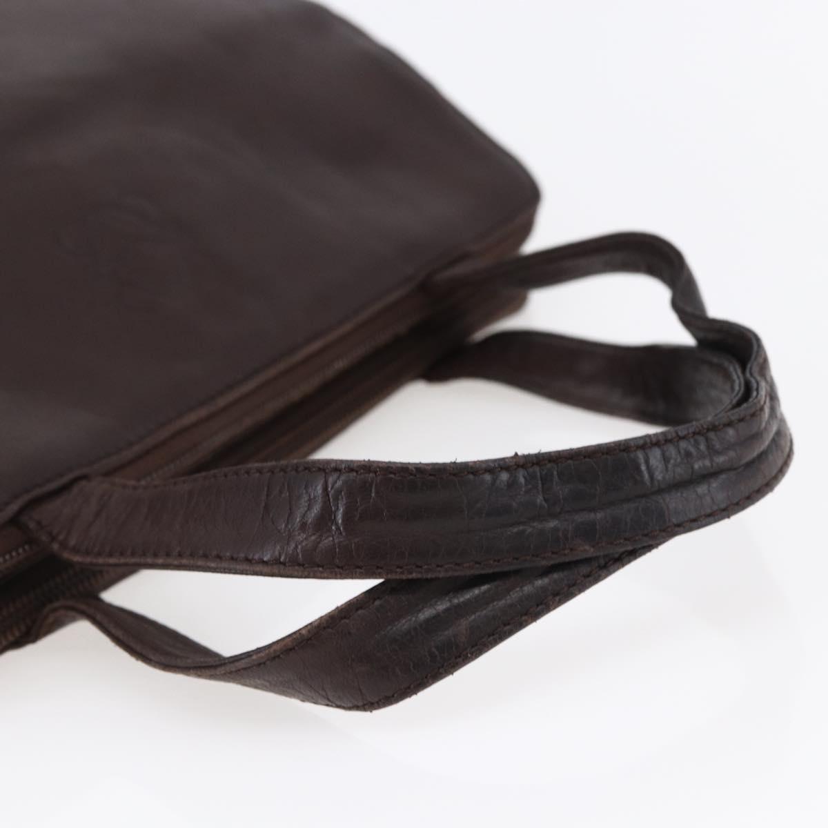 LOEWE Anagram Hand Bag Leather Brown Auth BA6903