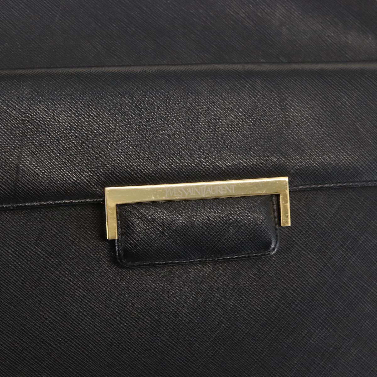 SAINT LAURENT Shoulder Bag Leather Black Auth ba6904