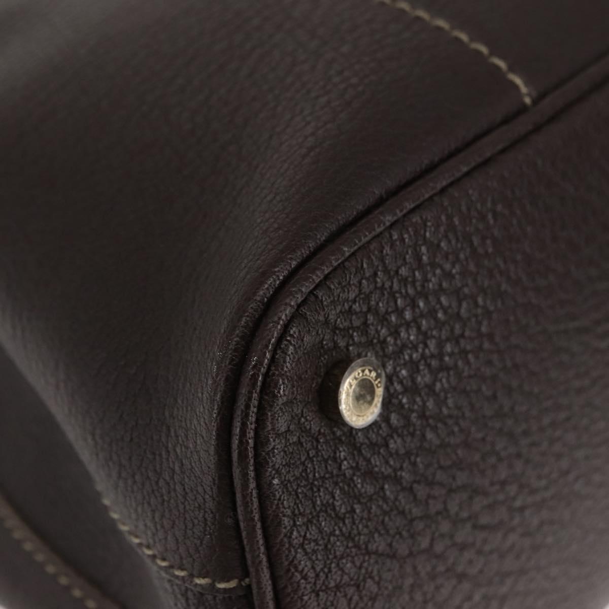 BVLGARI Hand Bag Leather Brown Auth BA6908