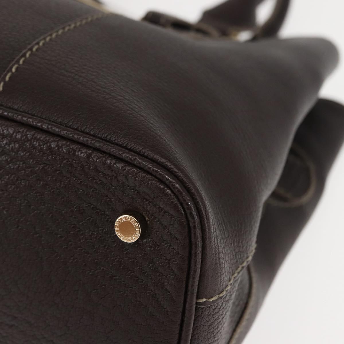 BVLGARI Hand Bag Leather Brown Auth BA6908