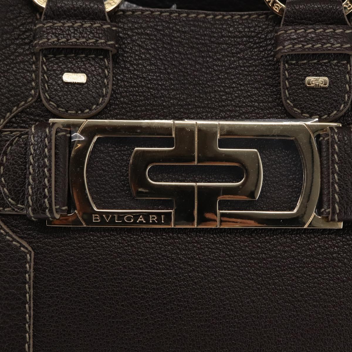 BVLGARI Hand Bag Leather Brown Auth BA6908
