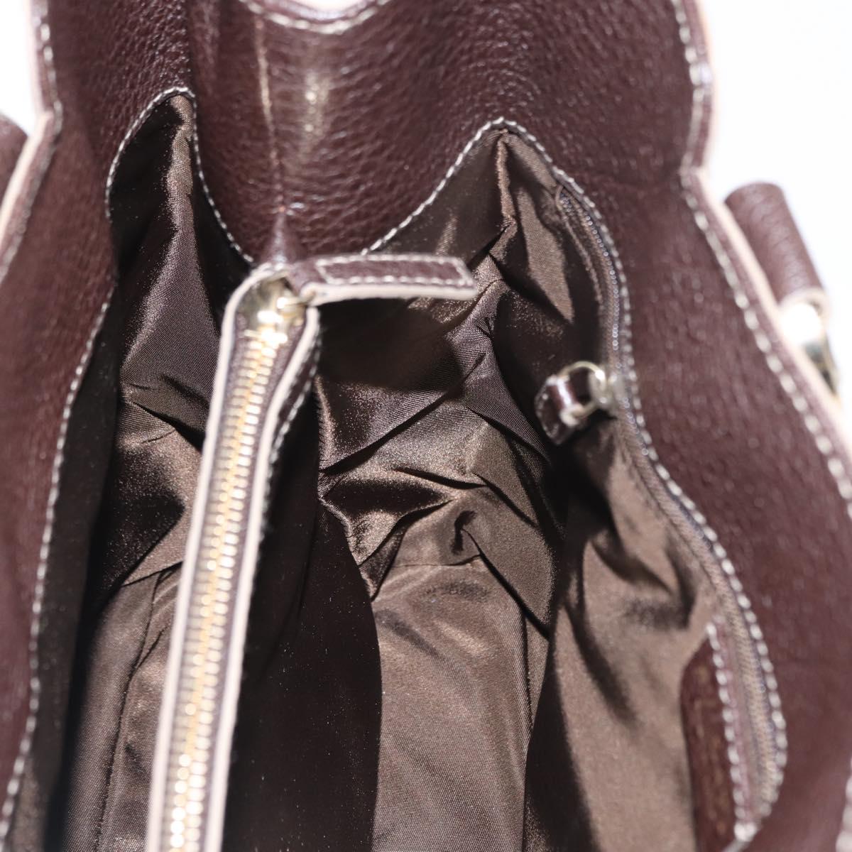 BVLGARI Hand Bag Leather Brown Auth BA6908