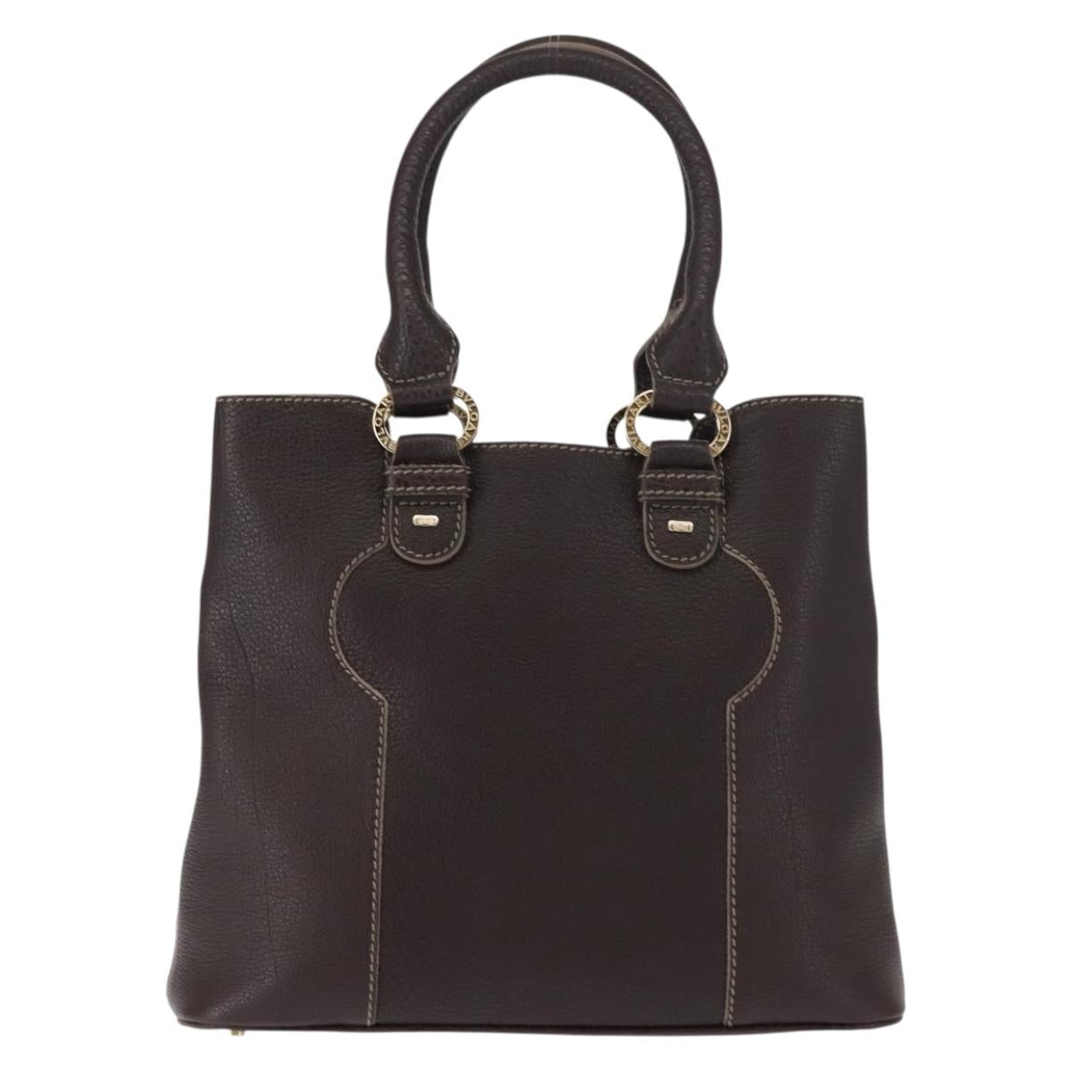 BVLGARI Hand Bag Leather Brown Auth BA6908