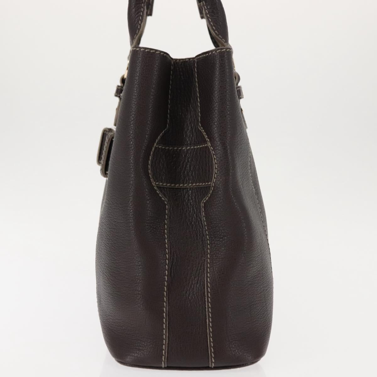 BVLGARI Hand Bag Leather Brown Auth BA6908