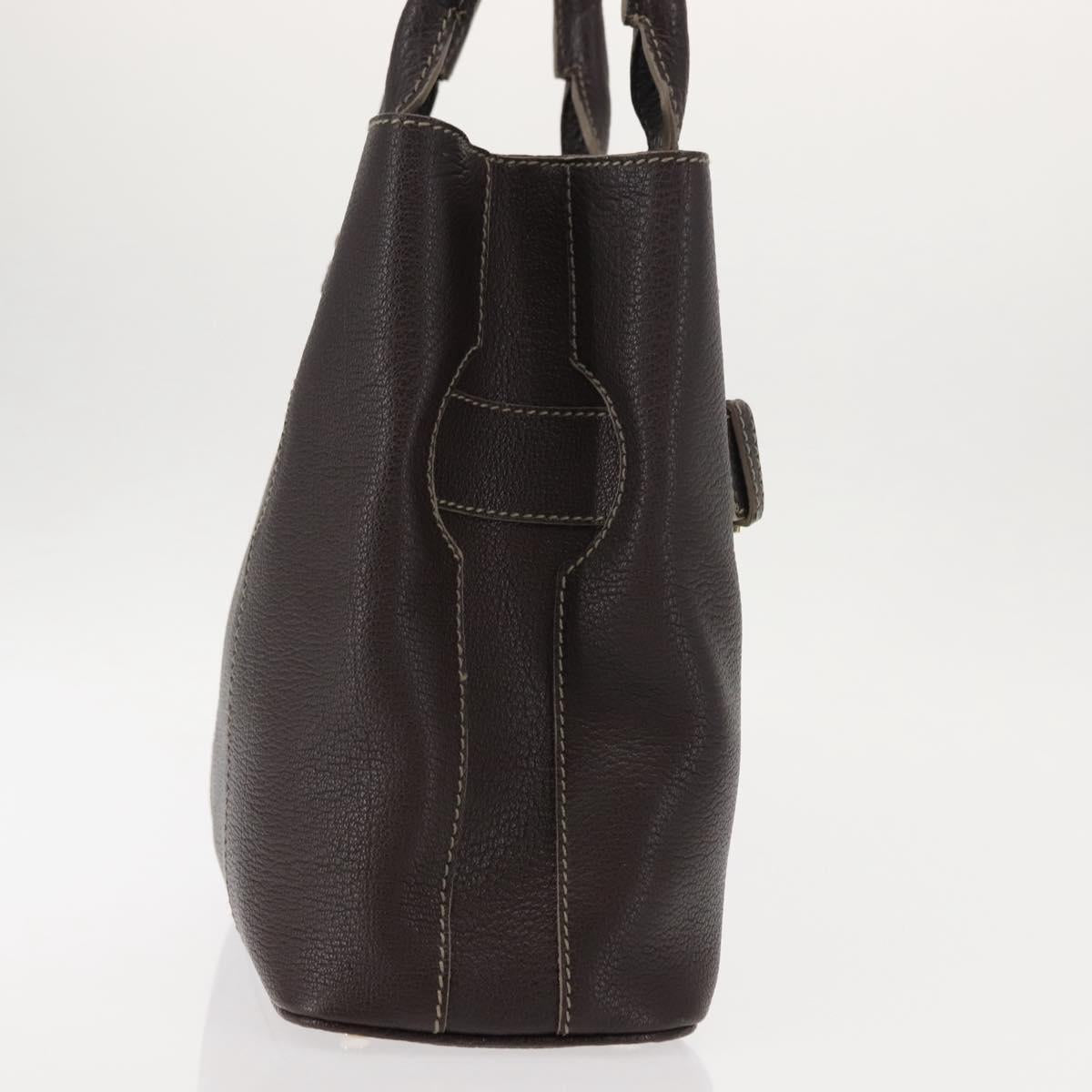 BVLGARI Hand Bag Leather Brown Auth BA6908