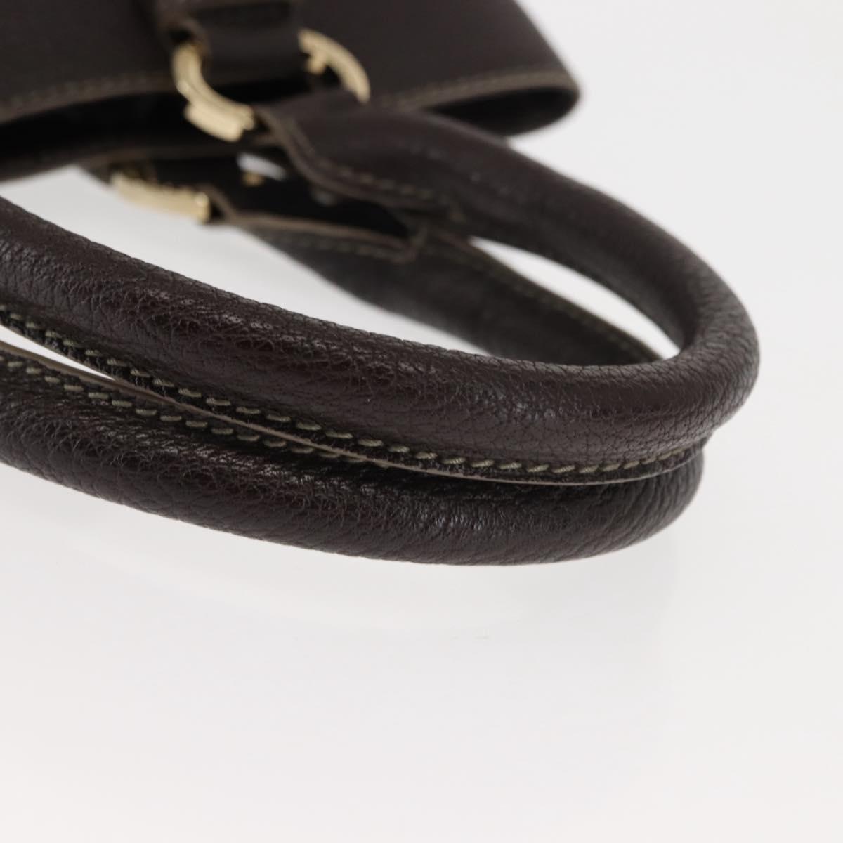 BVLGARI Hand Bag Leather Brown Auth BA6908