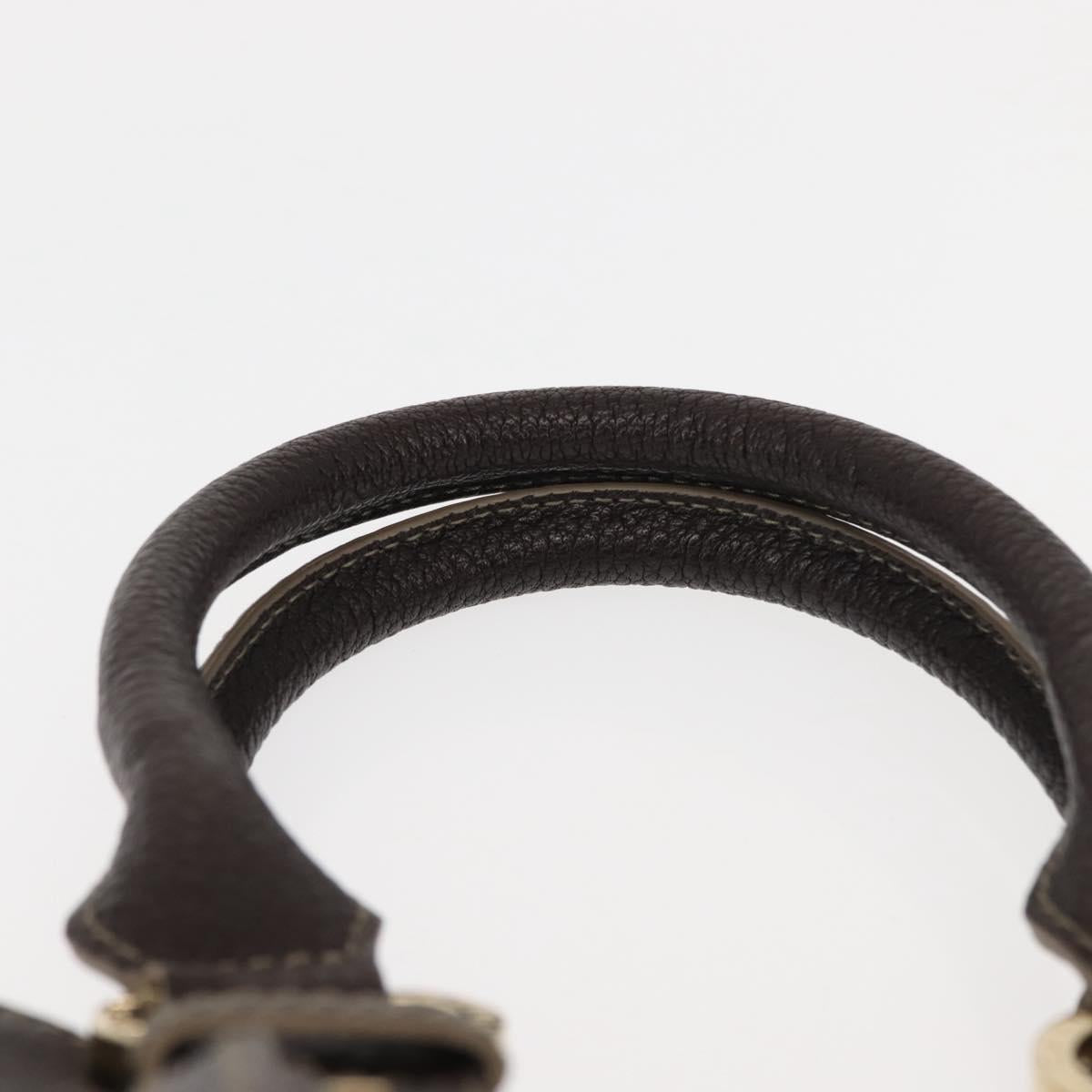 BVLGARI Hand Bag Leather Brown Auth BA6908