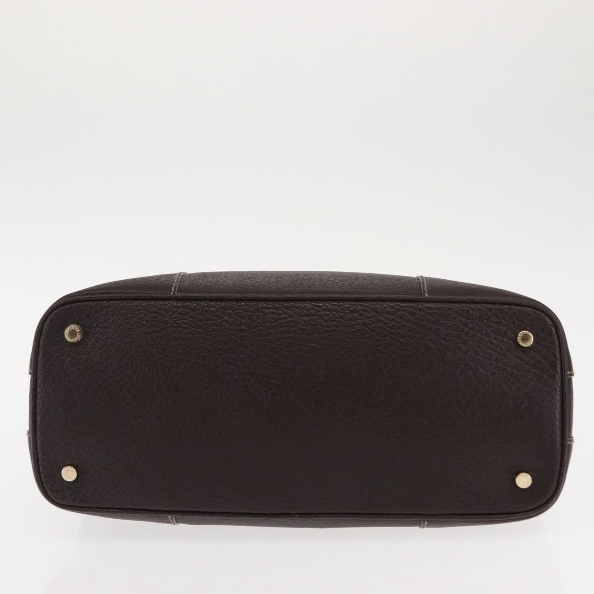 BVLGARI Hand Bag Leather Brown Auth BA6908