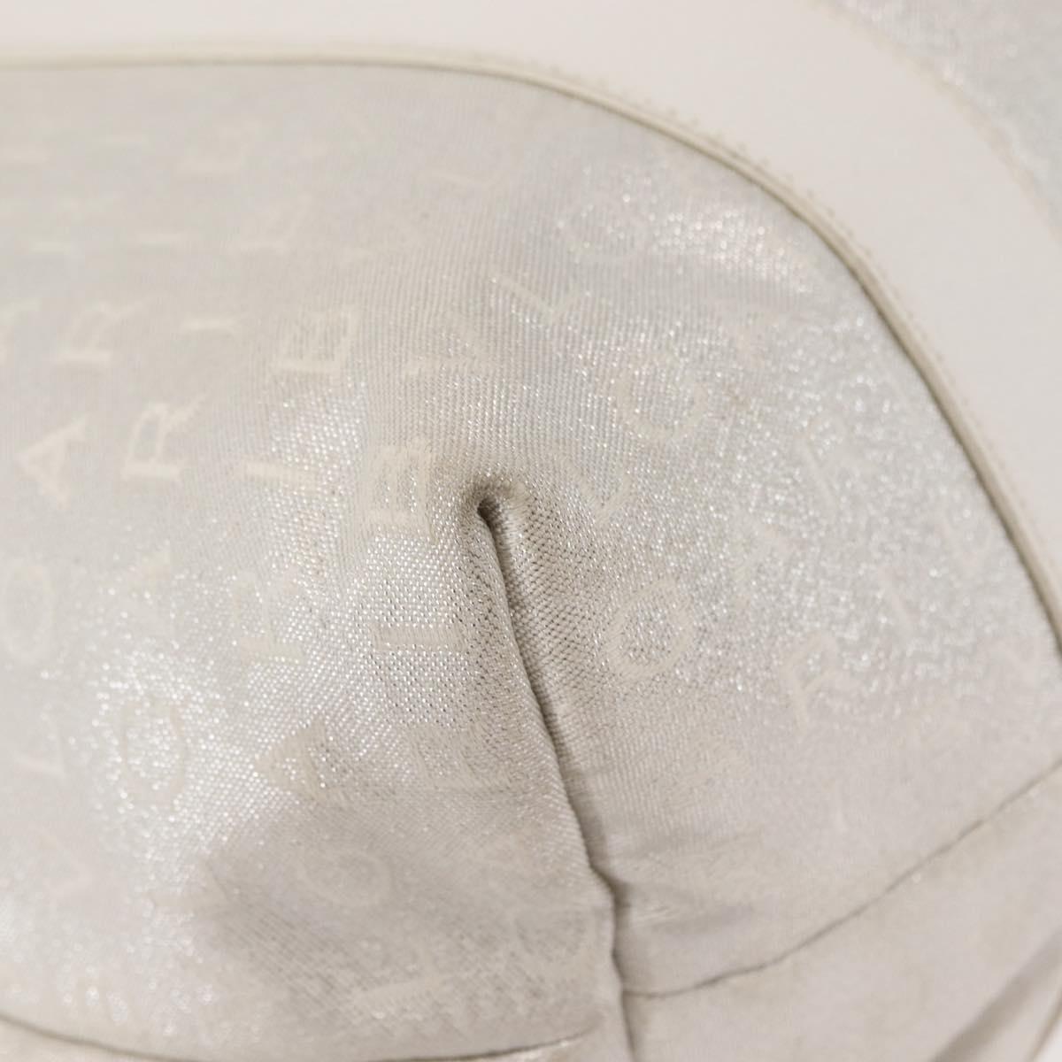 BVLGARI Logo mania Tote Bag Canvas Silver White Auth BA6909