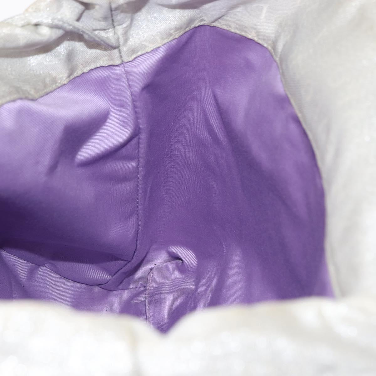 BVLGARI Logo mania Tote Bag Canvas Silver White Auth BA6909