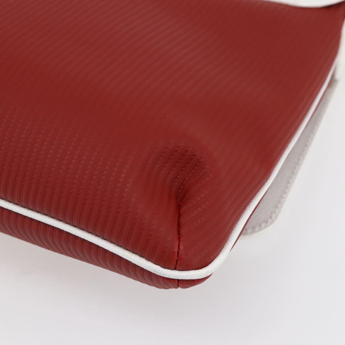 BVLGARI Shoulder Bag Leather Red White Auth BA6910