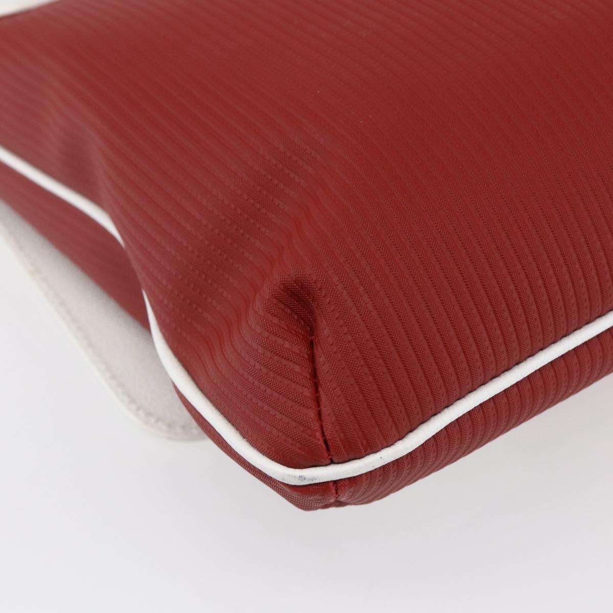 BVLGARI Shoulder Bag Leather Red White Auth BA6910