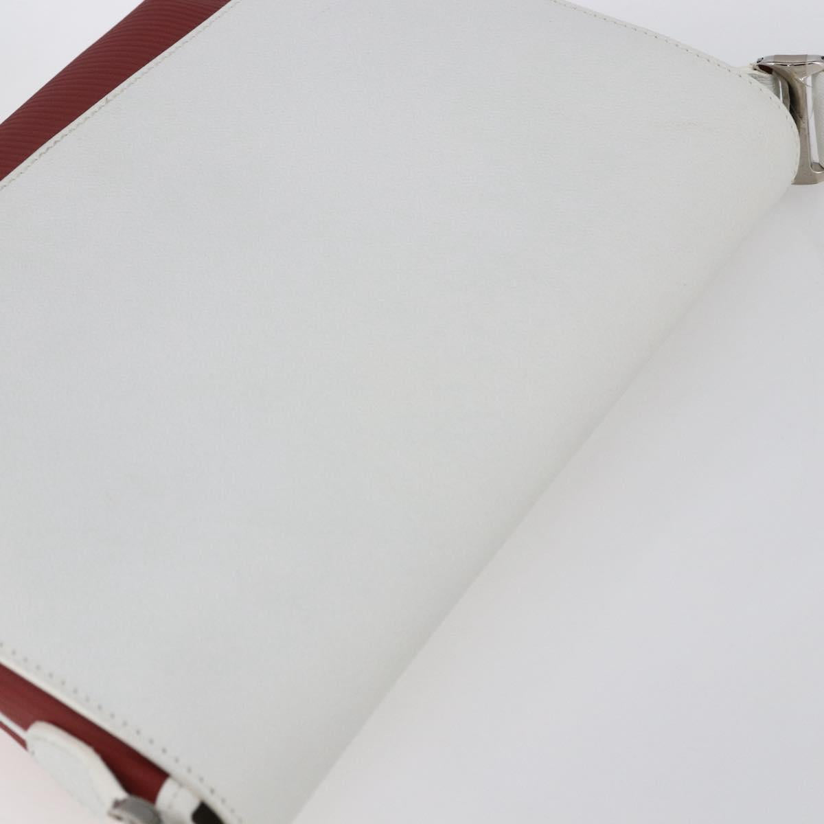 BVLGARI Shoulder Bag Leather Red White Auth BA6910