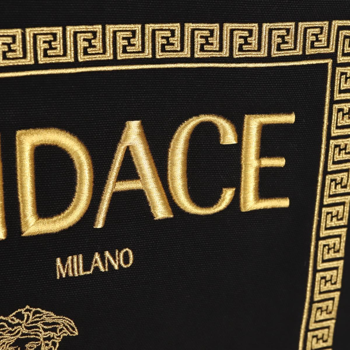 FENDI VERSACE Collaboration Tote Bag Canvas 2way Black Gold Auth BA6912A