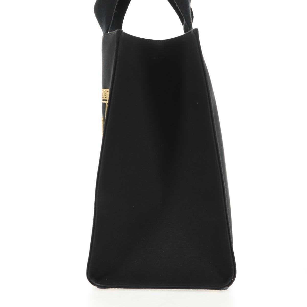 FENDI VERSACE Collaboration Tote Bag Canvas 2way Black Gold Auth BA6912M