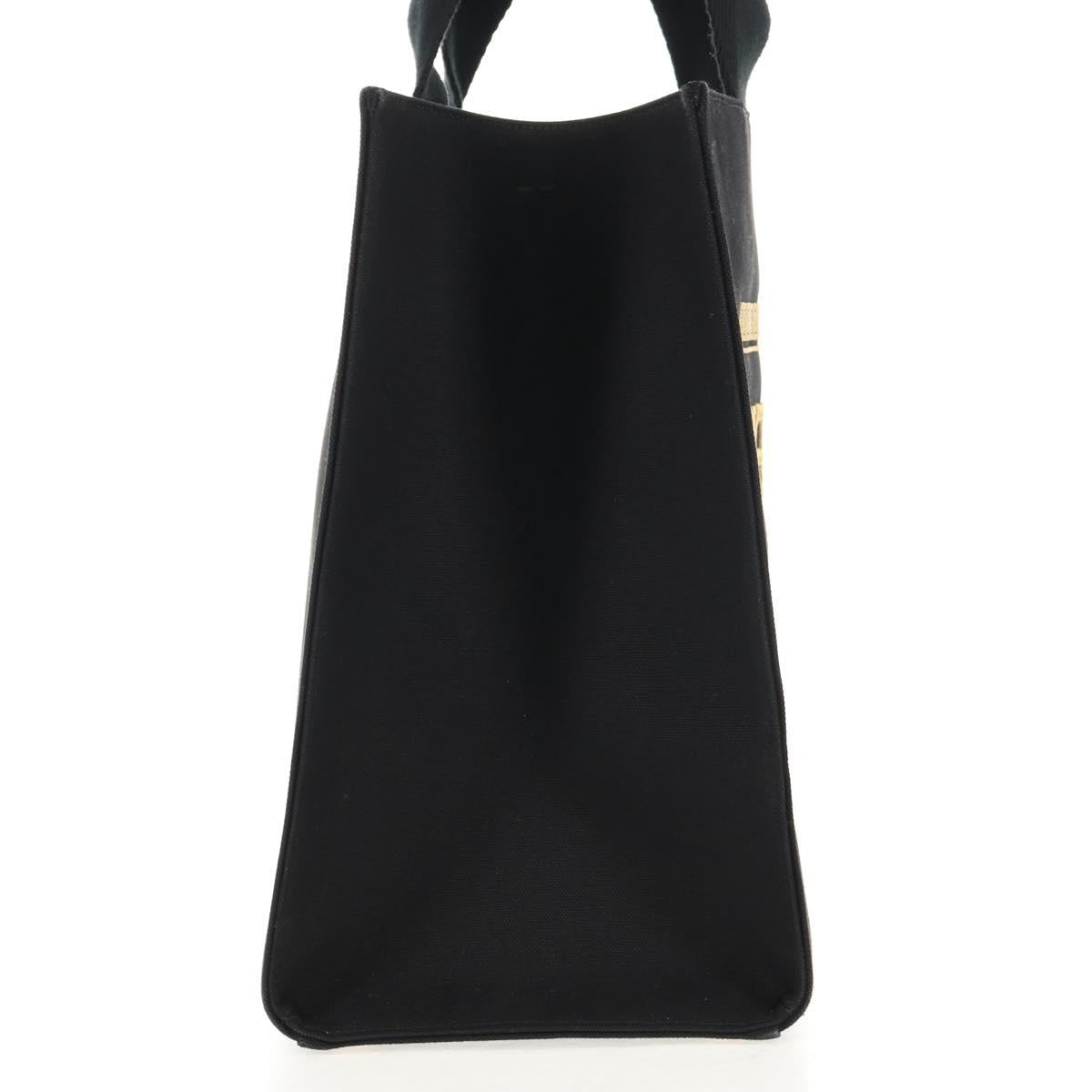 FENDI VERSACE Collaboration Tote Bag Canvas 2way Black Gold Auth BA6912M