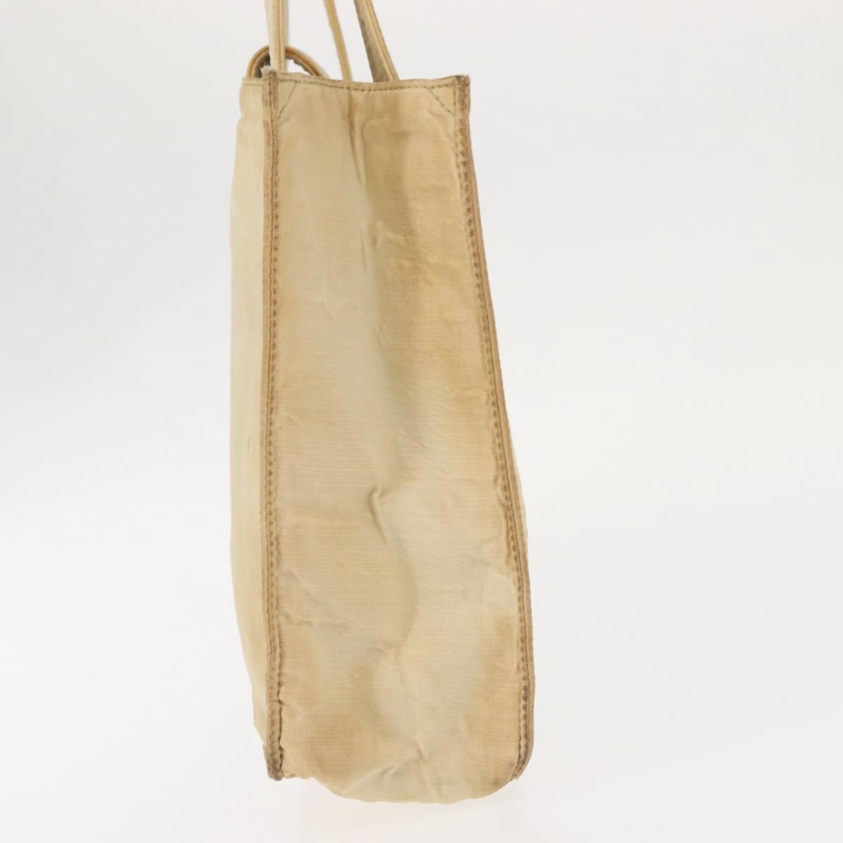 CHANEL Tote Bag Nylon Beige CC Auth BA6913