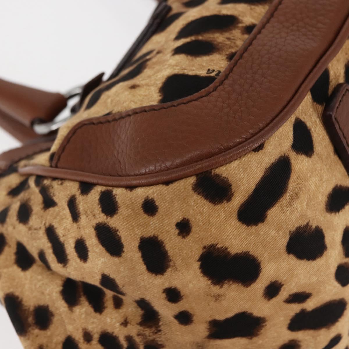 DOLCE&GABBANA Leopard Hand Bag Canvas Brown Auth BA6914