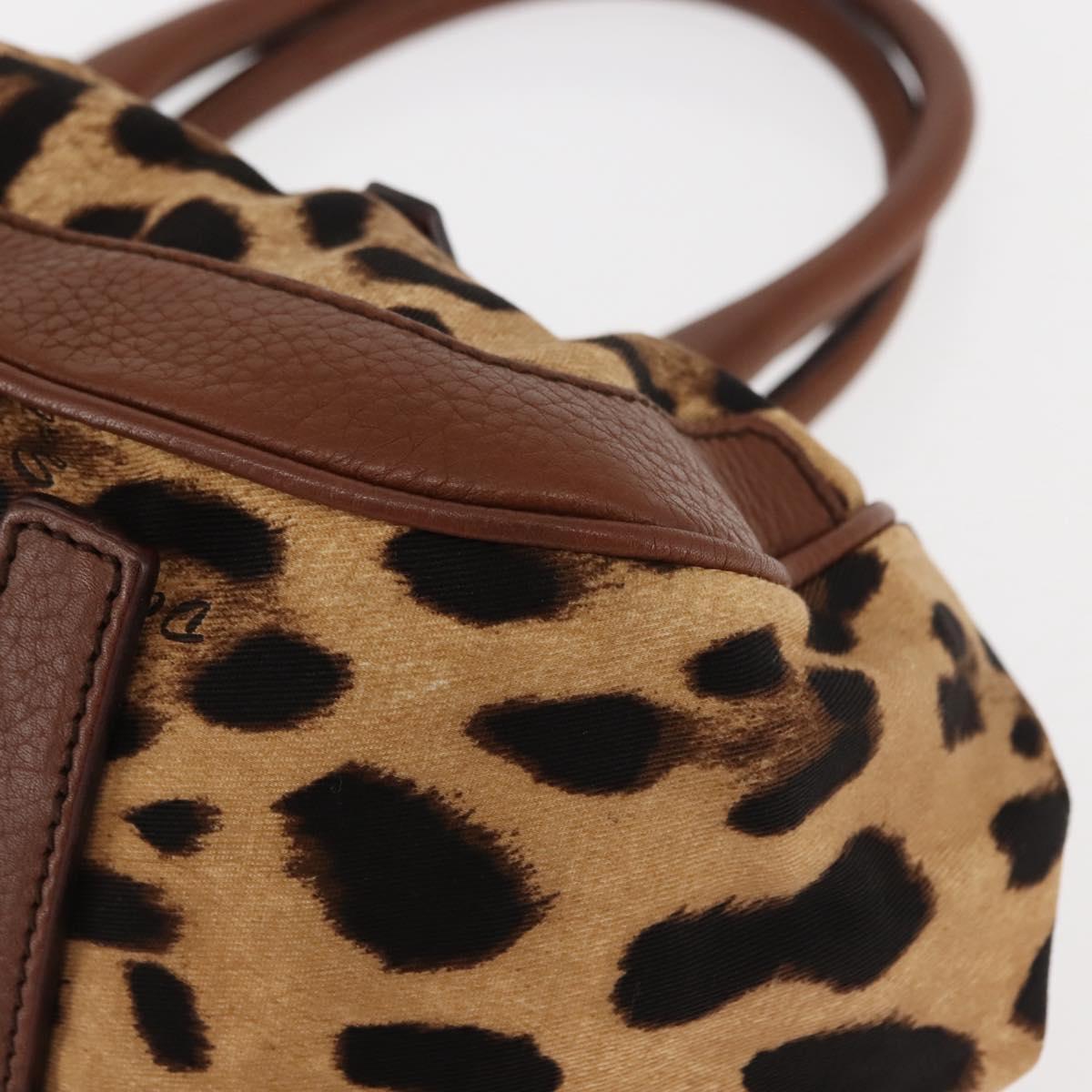 DOLCE&GABBANA Leopard Hand Bag Canvas Brown Auth BA6914