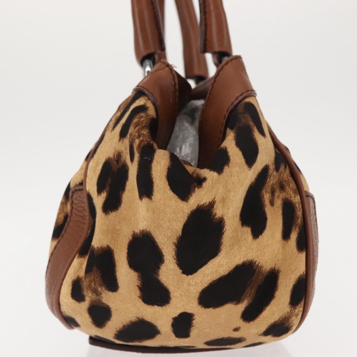 DOLCE&GABBANA Leopard Hand Bag Canvas Brown Auth BA6914