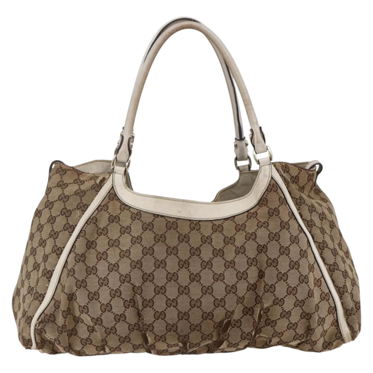 GUCCI GG Canvas Abbey Tote Bag Canvas Beige Auth BA6915