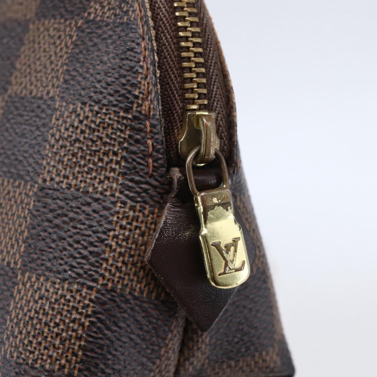 LOUIS VUITTON Damier Ebene Pochette Cosmetic PM Pouch N47516 LV Auth BA6917