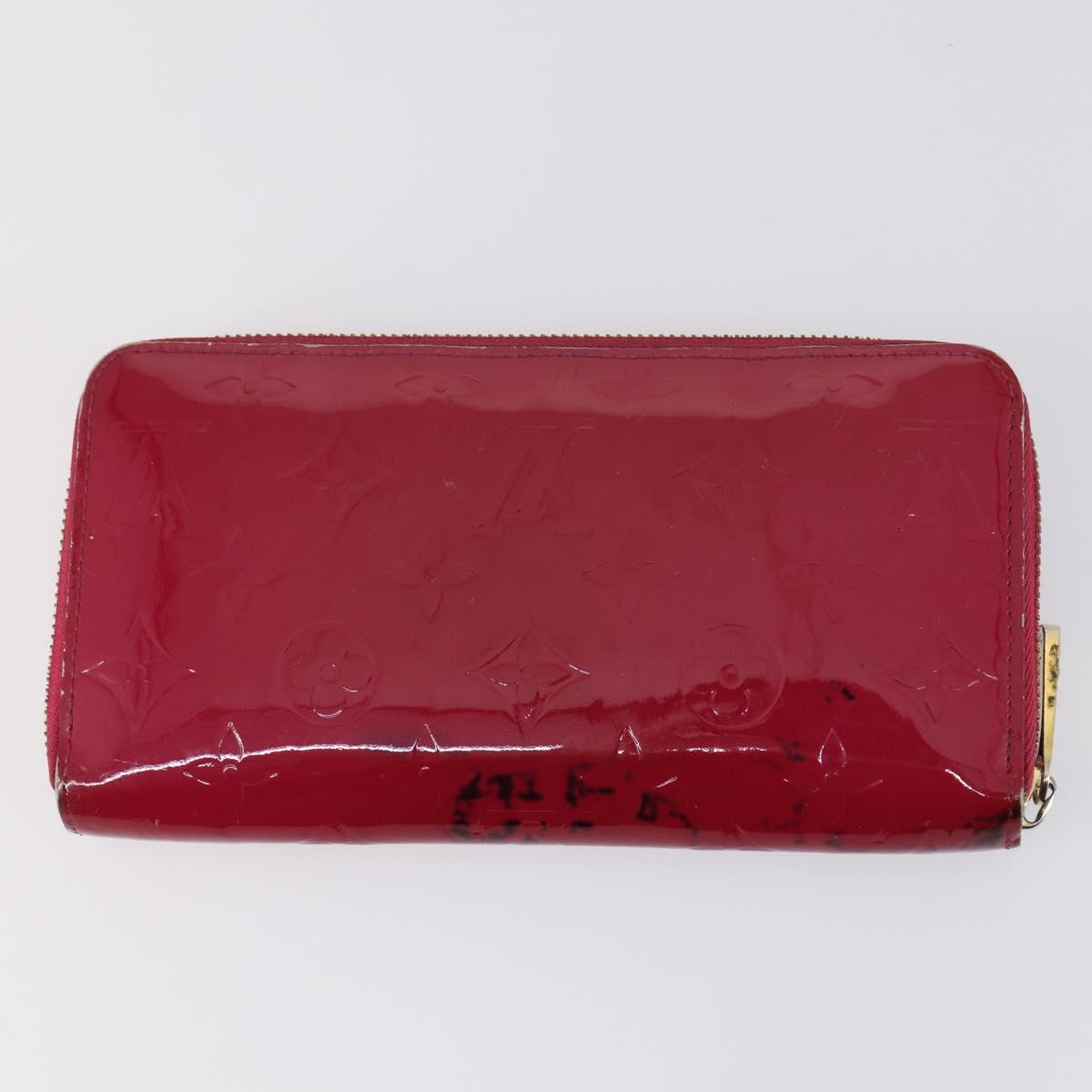 LOUIS VUITTON Damier Ebene Vernis Zippy Wallet 2 Set Pink LV Auth BA6918