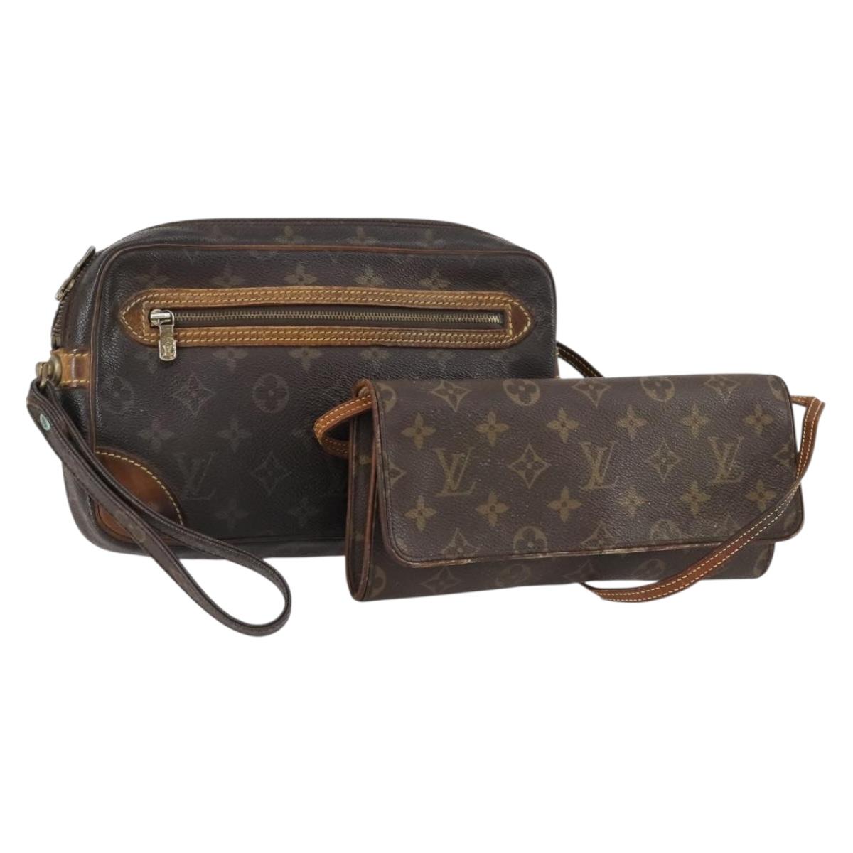 LOUIS VUITTON Monogram Clutch Bag 2Set LV Auth BA6919