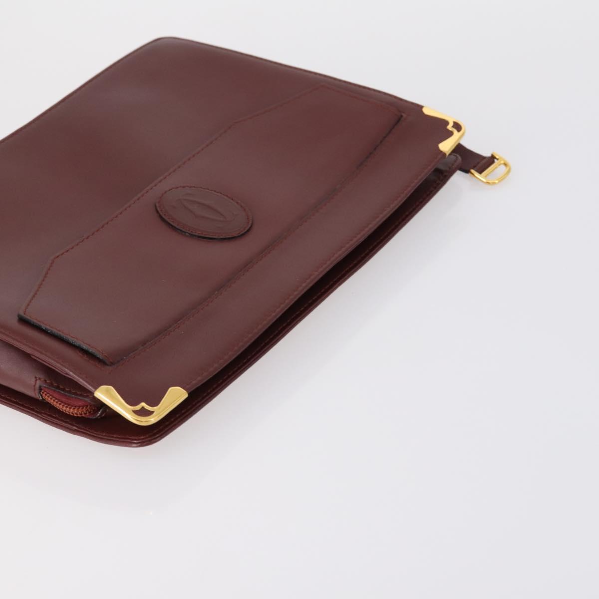 CELINE Cartier Clutch Bag PVC Leather 2 Set Beige Bordeaux Auth BA6920