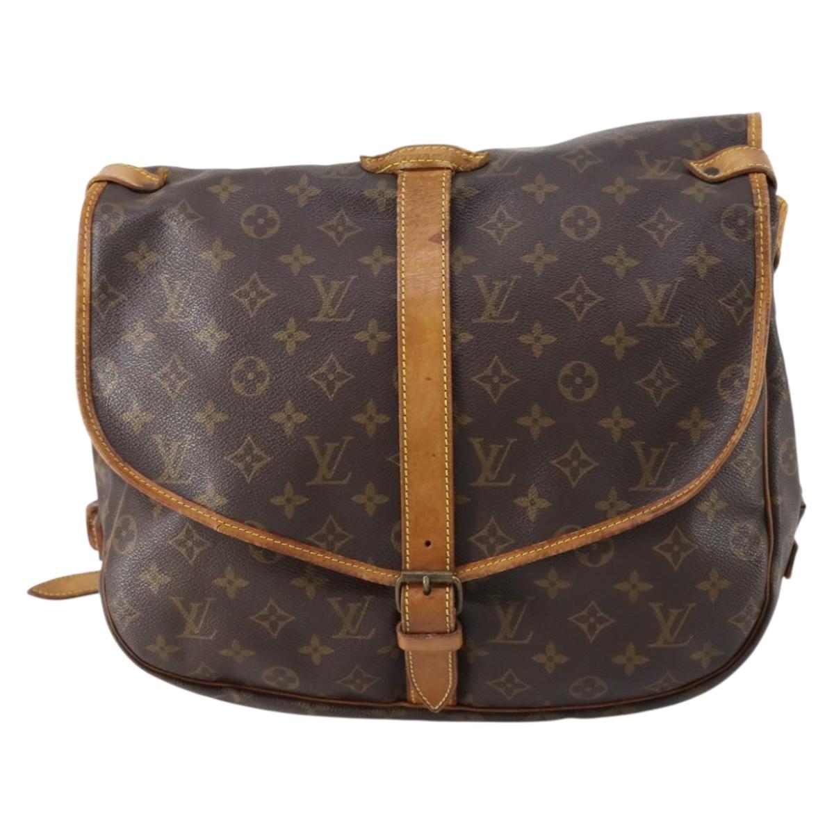 LOUIS VUITTON Monogram Saumur 35 Shoulder Bag M42254 LV Auth BA6948