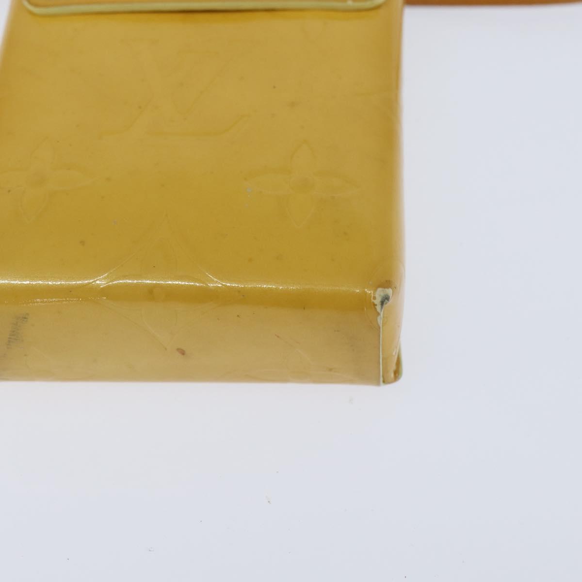 LOUIS VUITTON Monogram Vernis Walker Wallet Lime Yellow M91074 LV Auth BA6985