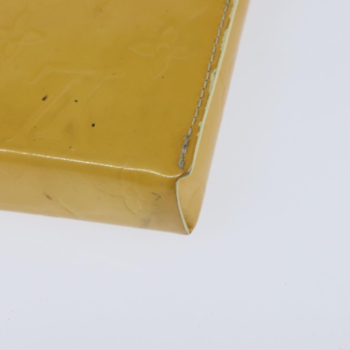 LOUIS VUITTON Monogram Vernis Walker Wallet Lime Yellow M91074 LV Auth BA6985