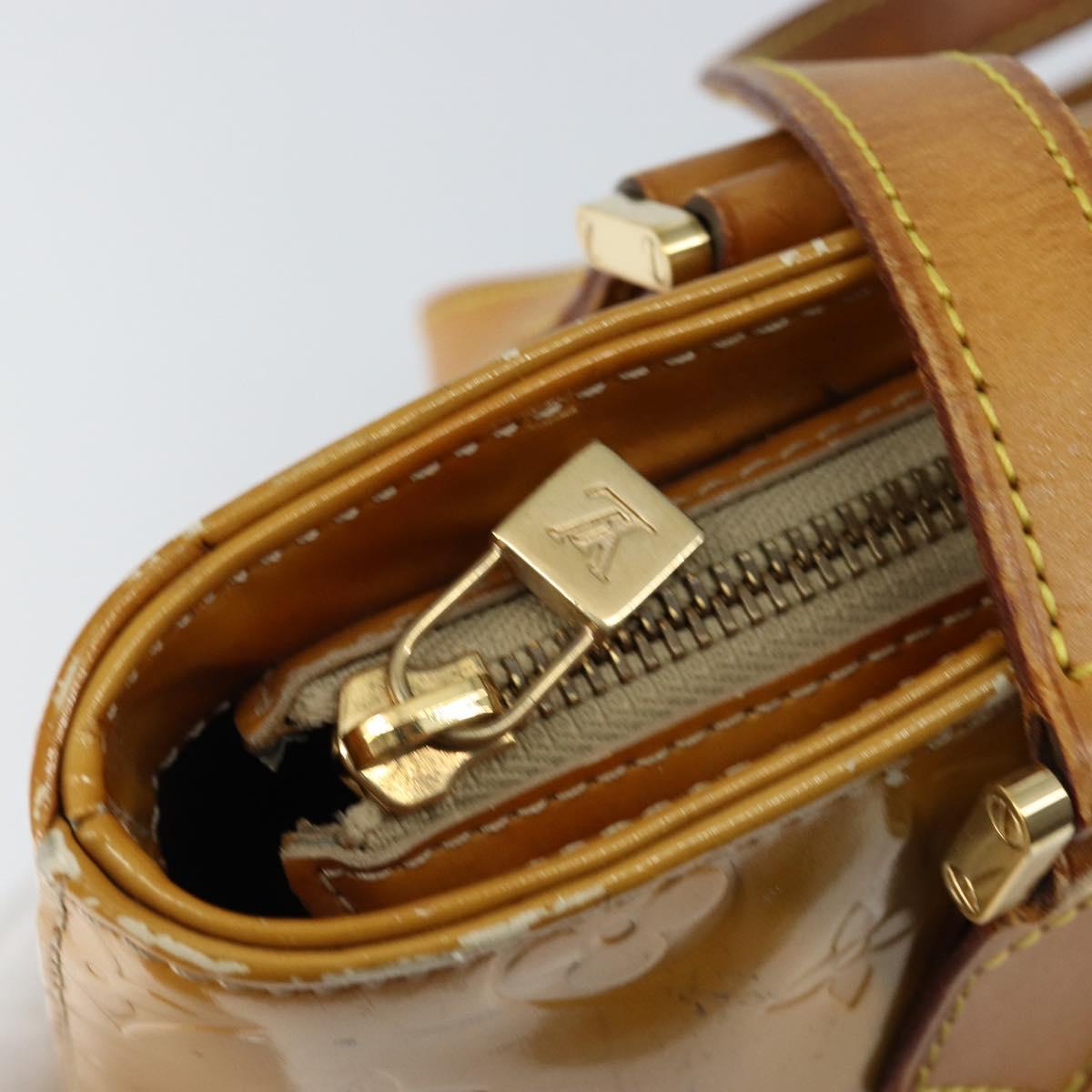 LOUIS VUITTON Monogram Vernis Houston Hand Bag Beige M91004 LV Auth BA6986