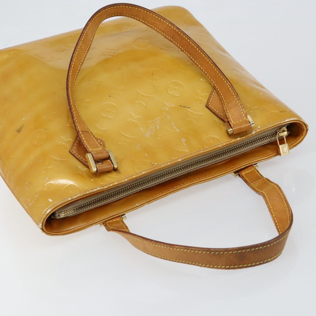 LOUIS VUITTON Monogram Vernis Houston Hand Bag Beige M91004 LV Auth BA6986