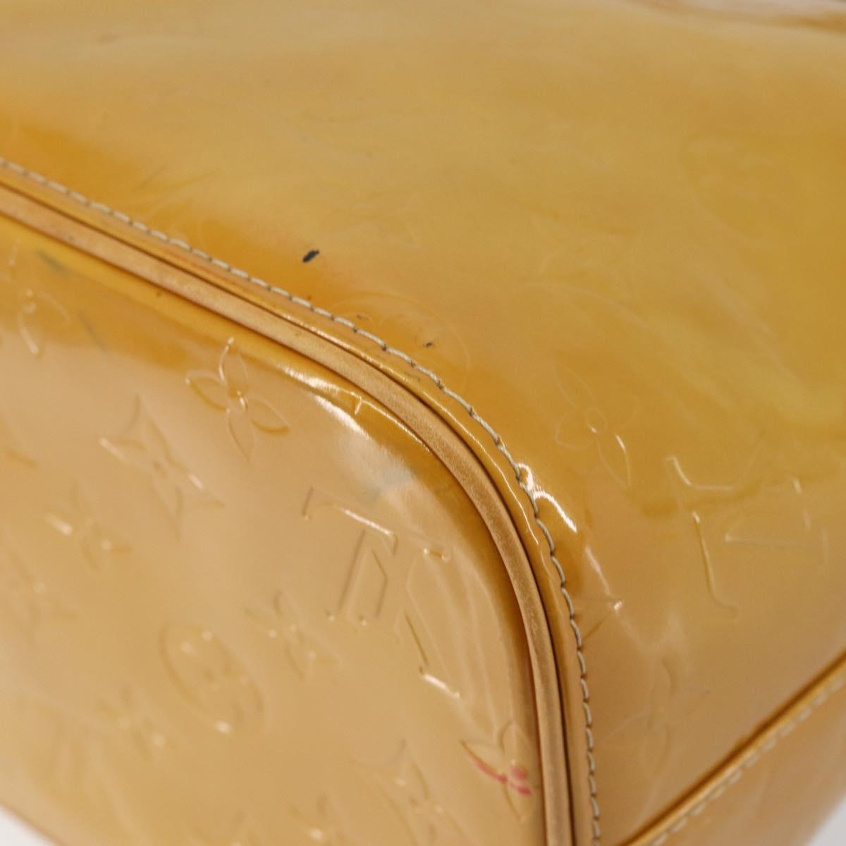 LOUIS VUITTON Monogram Vernis Houston Hand Bag Beige M91004 LV Auth BA6988