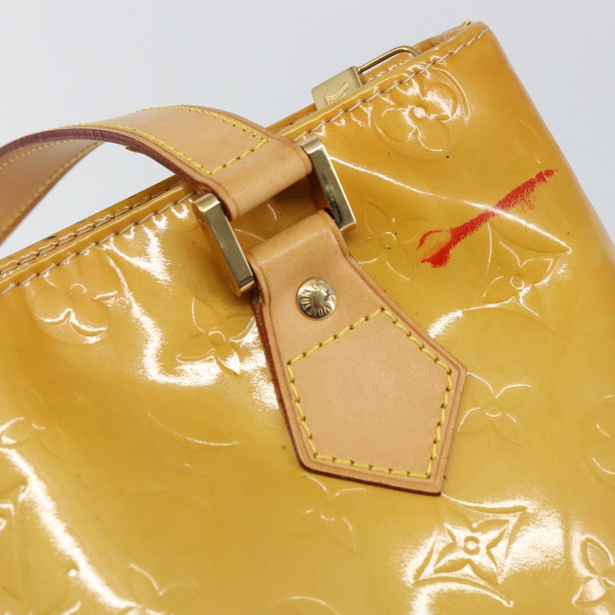 LOUIS VUITTON Monogram Vernis Houston Hand Bag Beige M91004 LV Auth BA6988