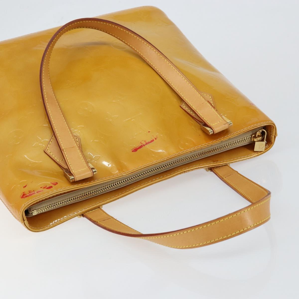 LOUIS VUITTON Monogram Vernis Houston Hand Bag Beige M91004 LV Auth BA6988