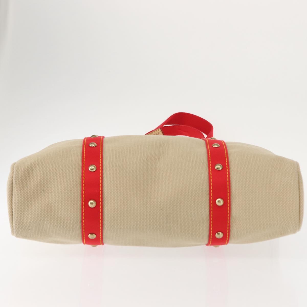 LOUIS VUITTON Antigua Hippo GM Tote Bag Beige Red M40032 LV Auth BA7007