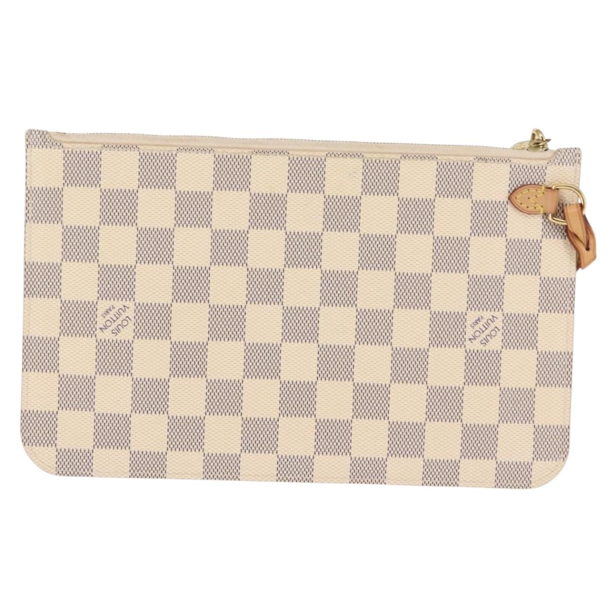 LOUIS VUITTON Damier Azur Neverfull MM Pouch LV Auth BA7011
