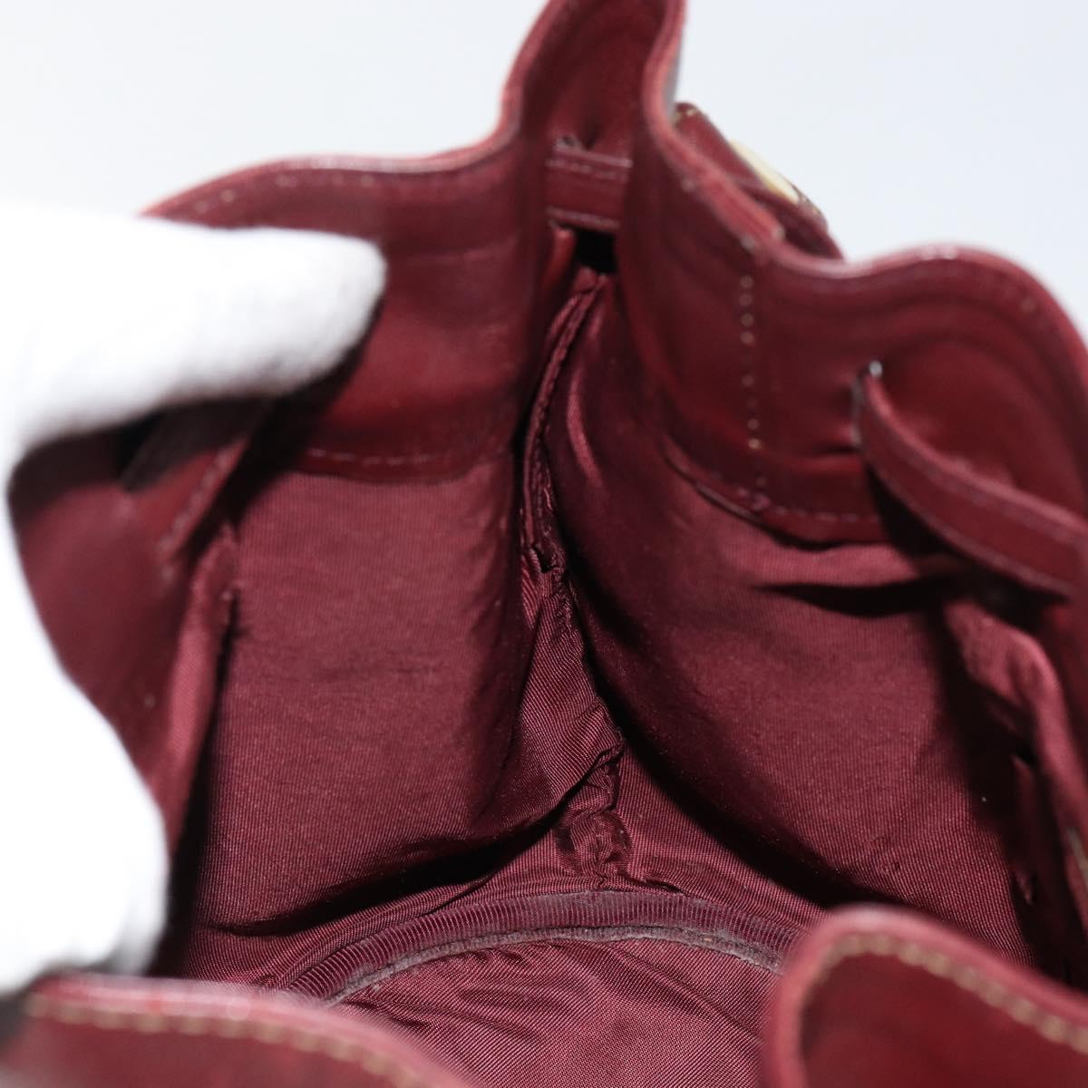 CARTIER Must Line Shoulder Bag Leather Bordeaux Gold Auth BA7014