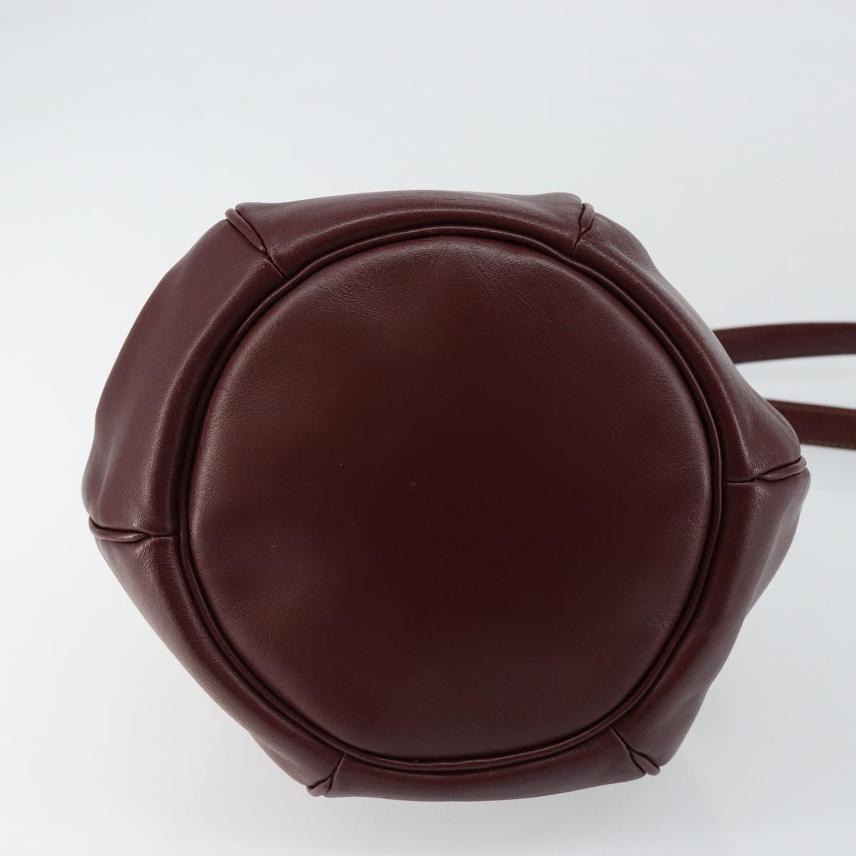 CARTIER Must Line Shoulder Bag Leather Bordeaux Gold Auth BA7014