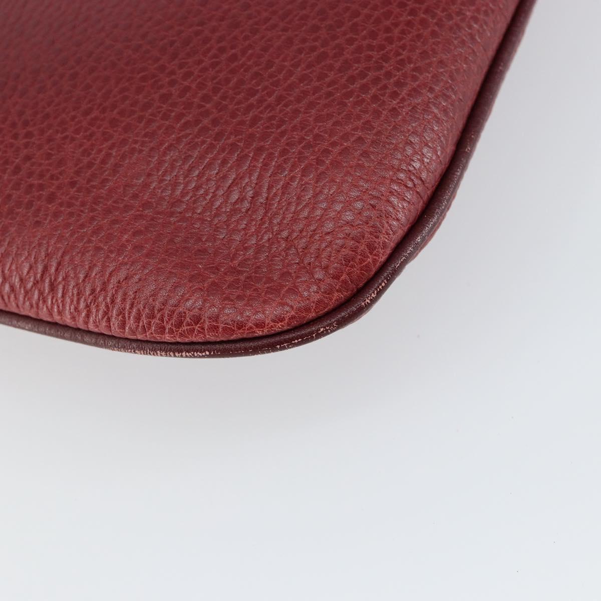 CARTIER Must Line Shoulder Bag Leather Bordeaux Gold Auth BA7016