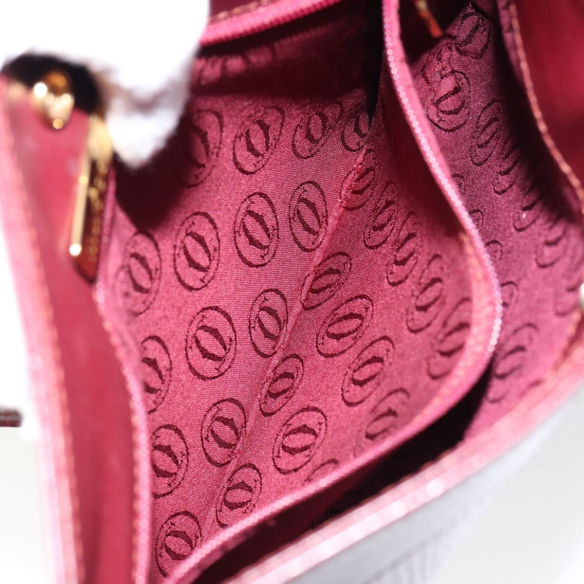 CARTIER Must Line Shoulder Bag Leather Bordeaux Gold Auth BA7016