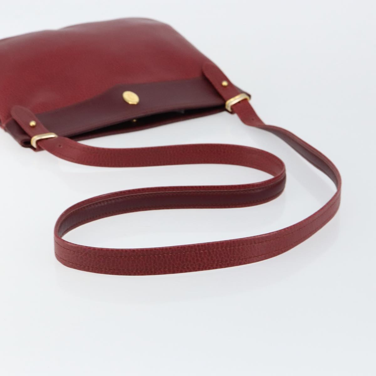 CARTIER Must Line Shoulder Bag Leather Bordeaux Gold Auth BA7016