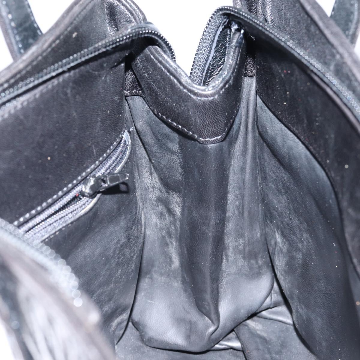 BALLY Hand Bag Leather Black Gold Auth BA7018