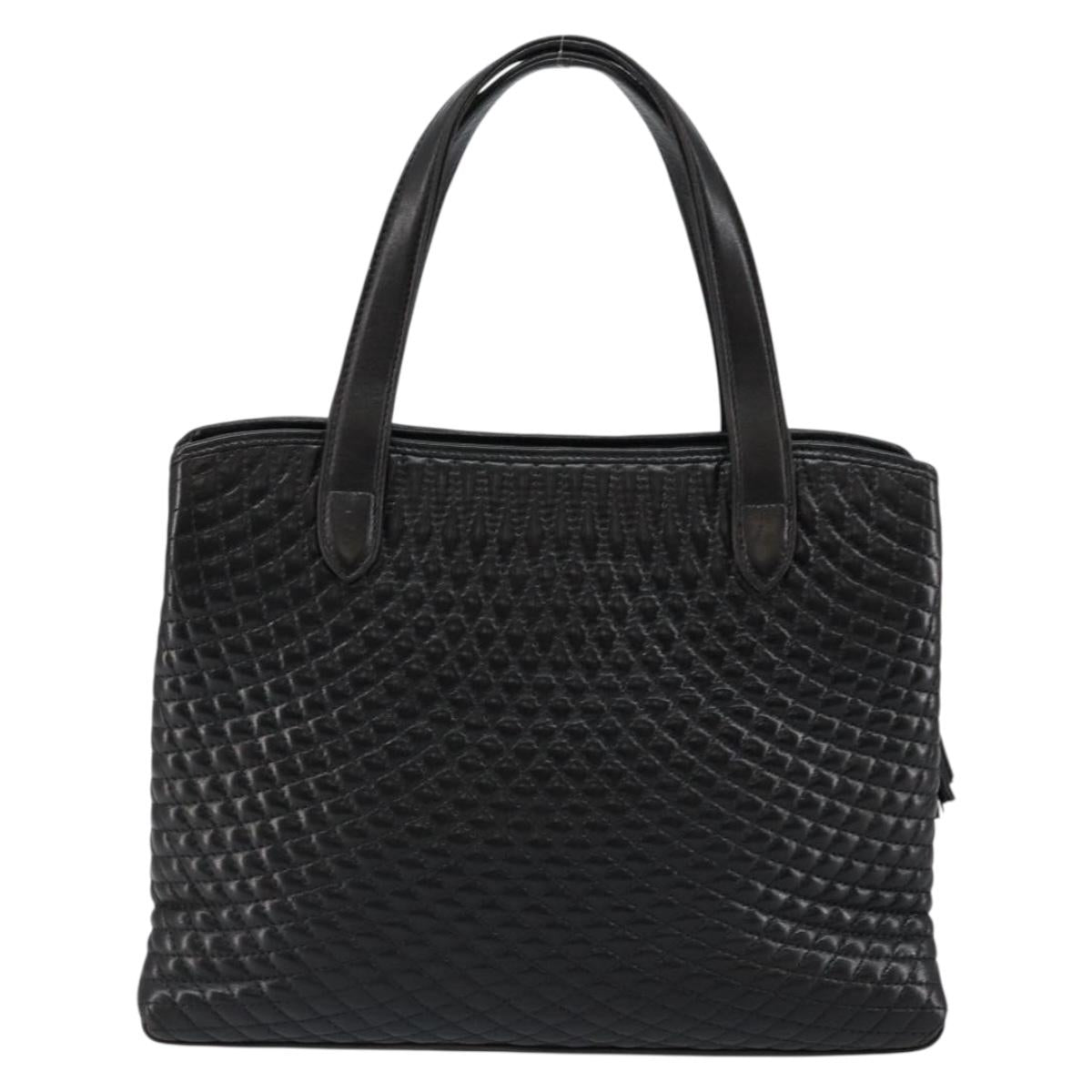 BALLY Hand Bag Leather Black Gold Auth BA7018