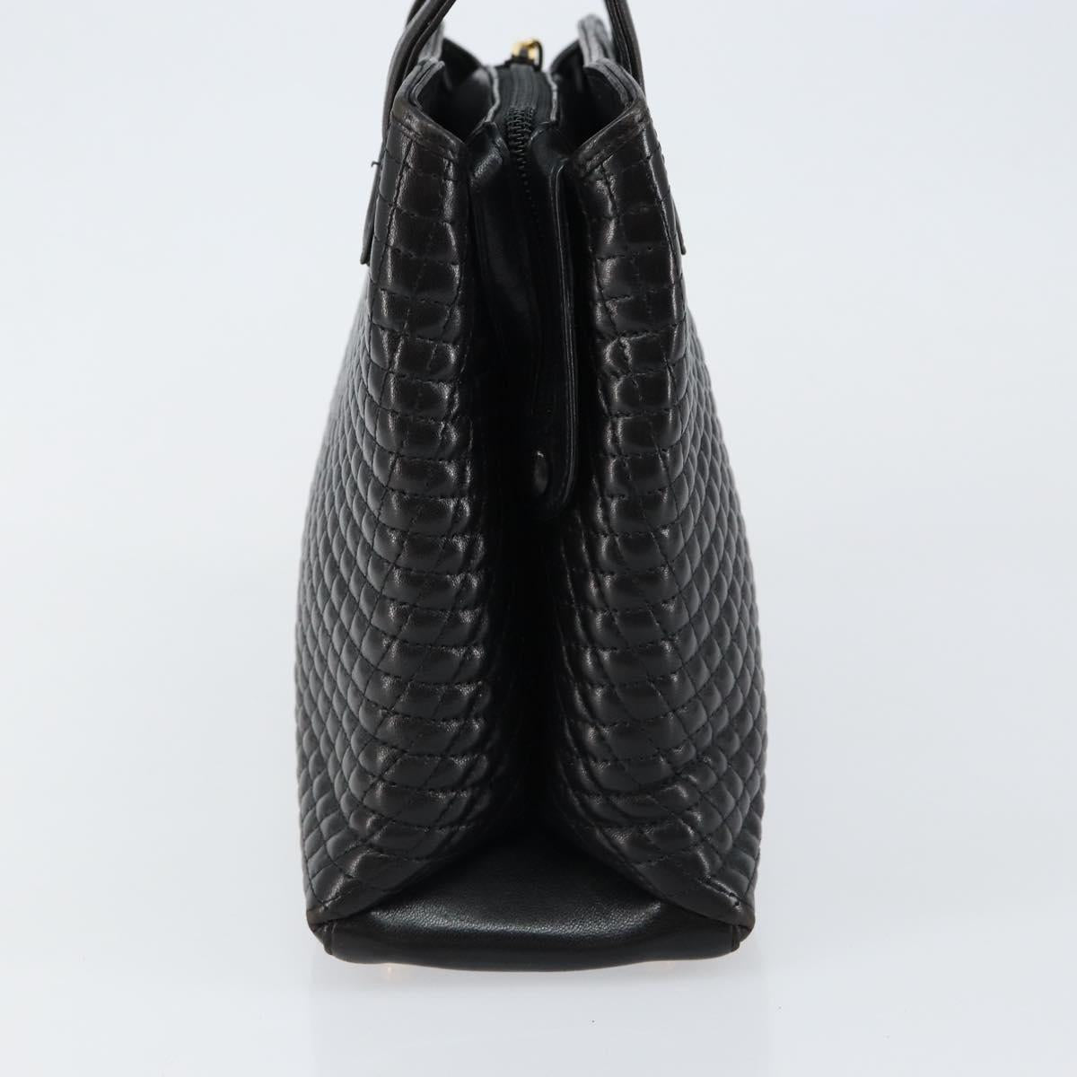 BALLY Hand Bag Leather Black Gold Auth BA7018