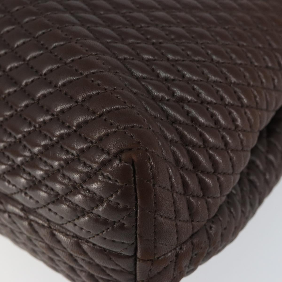 BALLY Hand Bag Leather Brown Gold Auth BA7019